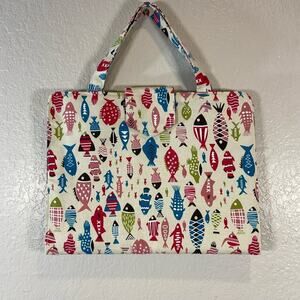 HANDMADE Notebook Tablet Bible Stationary Case Fish & Cats Textile Design